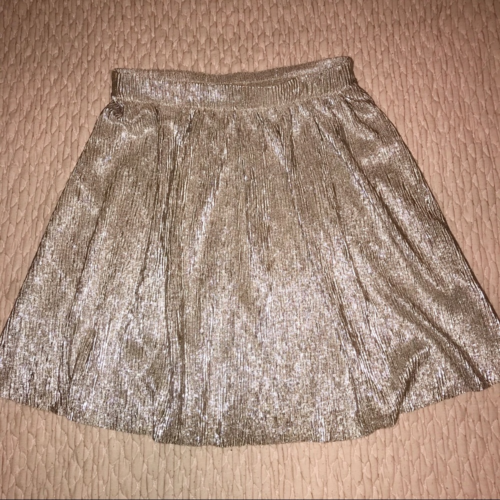 Metallic Pleated Mini Skirt